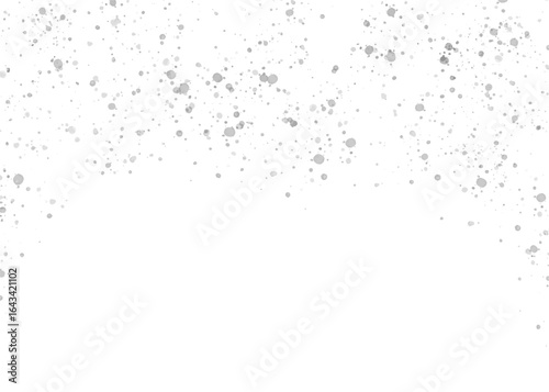Silver glitter particles, festive sparkle decoration. Paint splatter texture, isolated on transparent background