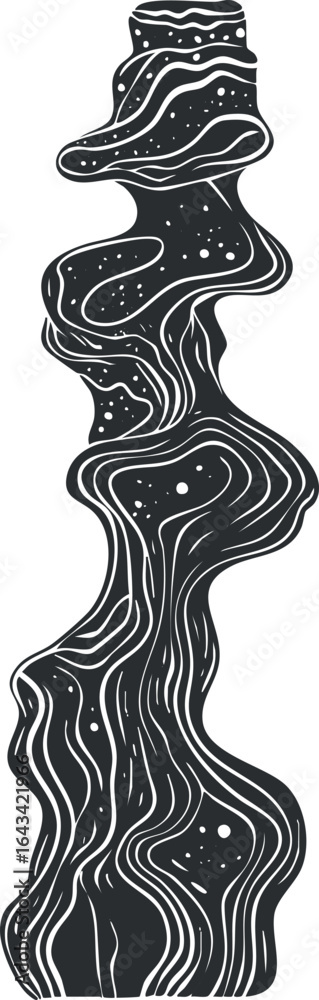 Obraz premium Abstract black and white fluid organic shape with wavy lines and decorative texture pattern