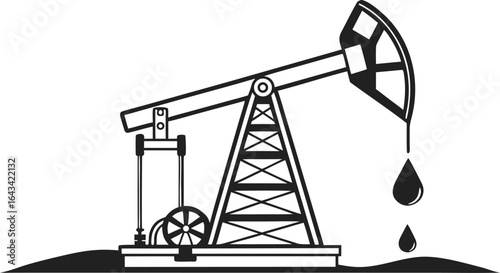 Oil Pump Jack Icon – Minimalist Black Outline