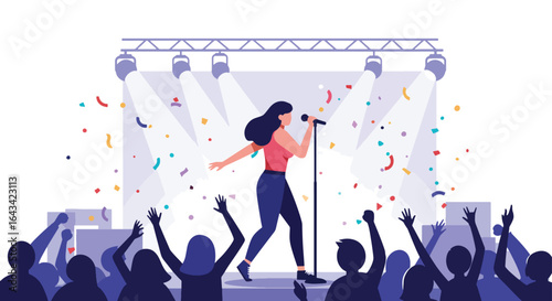 Female Singer Performing Live Concert on Stage