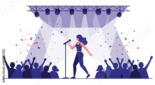 Female Singer Performing Live Concert on Stage