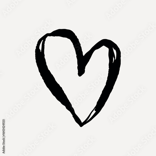 Minimalist hand-drawn heart illustration, Valentine's Day vector