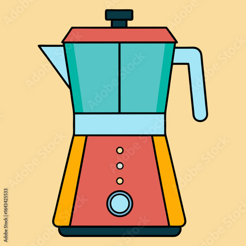 A colorful illustration of the modern Blender, ready to brew.