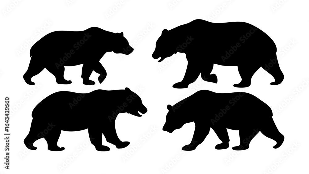 Fototapeta premium Black Bear Silhouette Collection wildlife animal