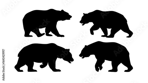 Black Bear Silhouettes in Various Poses animal wildlife