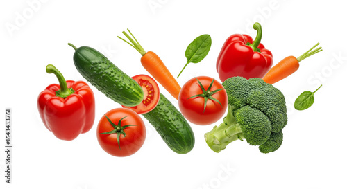 Flying vegetables .isolated on white background


