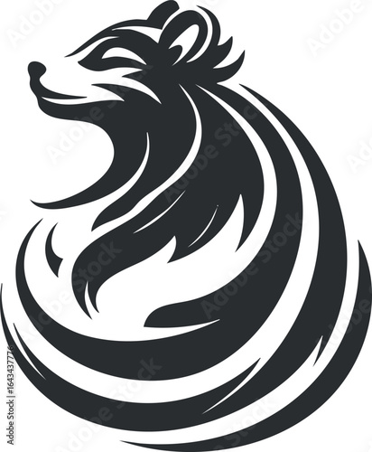 Wallpaper Mural Stylized black and white bear illustration showing a powerful wildlife animal in profile, ideal for logos or mascots. Torontodigital.ca