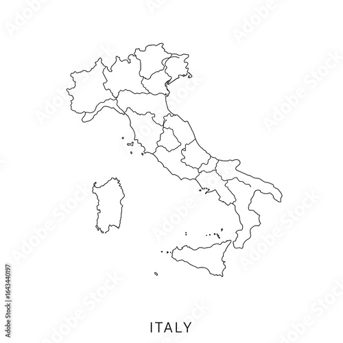 Italy map with regional divisions