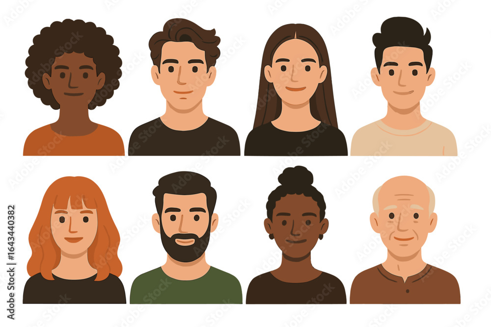 People avatars set. Collection of diverse user portraits for character design. Men and women of different ages and ethnicities. Vector illustration icon group for profile. People avatars set. Collection of diverse user portraits for character design. Men and women of different ages and ethnicities. Vector illustration icon group for profile.