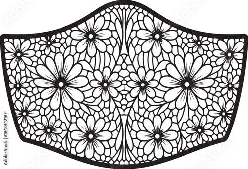 Intricate Black Lace Face Mask With Numerous Floral Motifs protection health