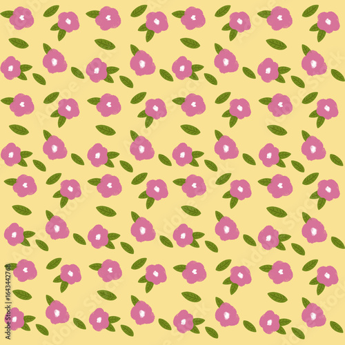 seamless pattern with pink flowers