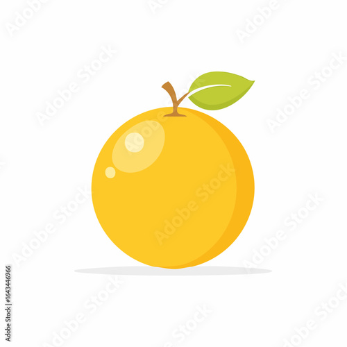 Graphic Illustration of Orange Fruit with Leaf on White Background