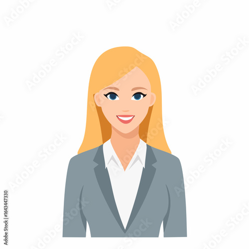 Smiling business woman with blonde hair wearing a blazer