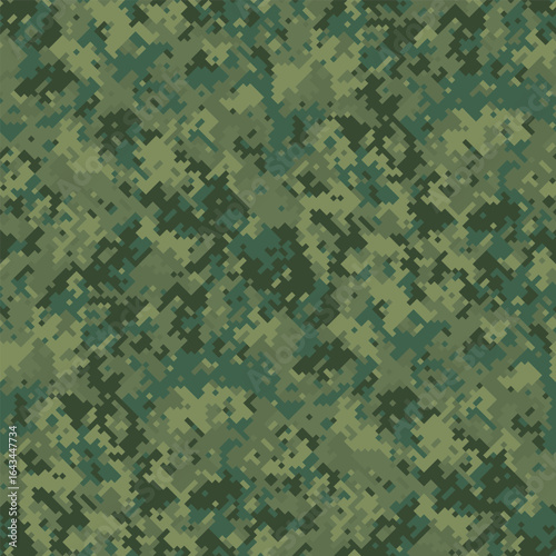 Abstract digital camouflage pattern.  Perfect for backgrounds, textiles, or militarythemed designs.  The pixelated texture creates a sense of concealment and mystery.