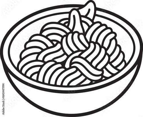 a of  bowl pasta line art, outline, coloring book page line art drawing, vector and illustration
