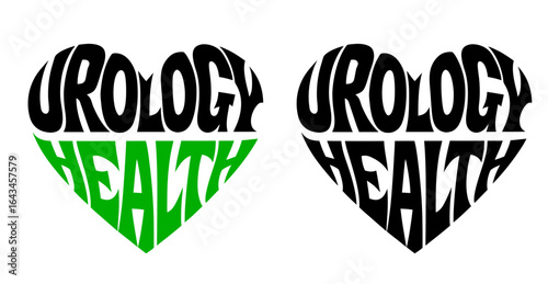 Heart-shaped sticker featuring "UROLOGY HEALTH" in colorful and black design for men's health prevention and awareness campaigns
