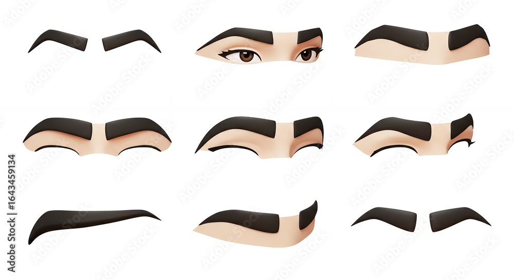 Different eyebrow and eye expressions illustrations Different eyebrow and eye expressions illustrations