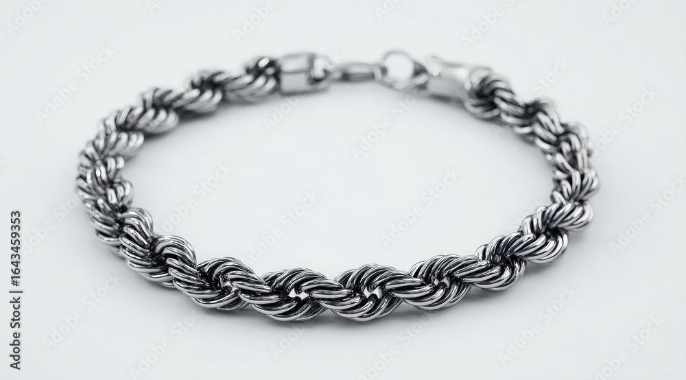 Obraz premium Close-up of a silver twisted rope bracelet