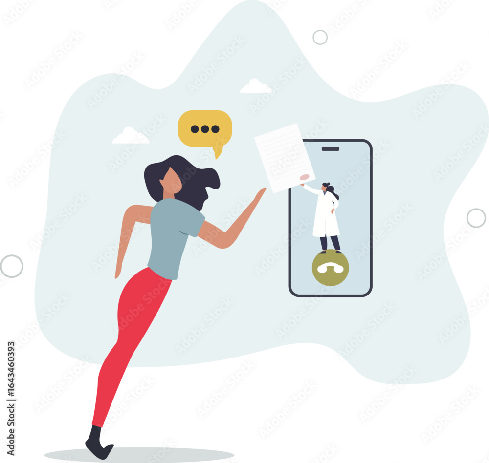 Various medical services. Character talking with doctor online.human life. Various medical services. Character talking with doctor online.human life.