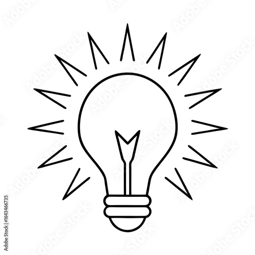 Minimalist line art spark design with creative energy and idea generation elements
