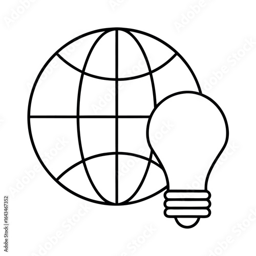 Minimalist line art creative globe design featuring a subtle light effect and global connectivity theme