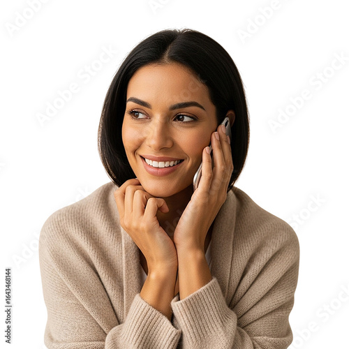 smiling businesswoman talking on phone