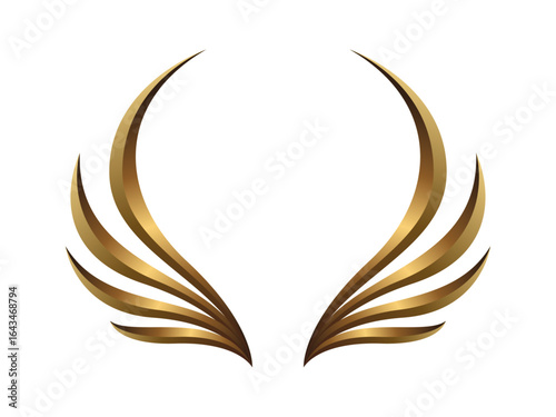 Golden Wings Vector – Elegant Abstract Feather Design for Logo