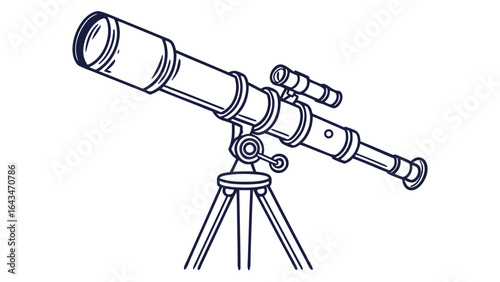 A telescope on a tripod is pointed towards the sky for astronomical observation and exploration of space