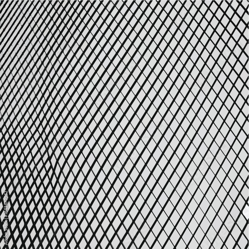 Diagonal Grid Pattern - Abstract Black and White Lines and Mesh