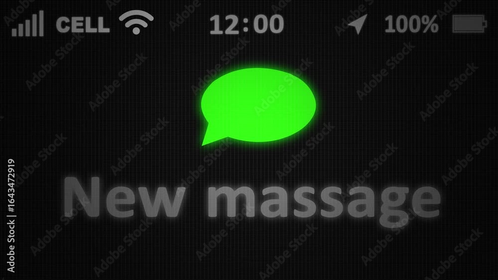 Message App Pixel New message app on old display. Pixel text animation with phone hood ...