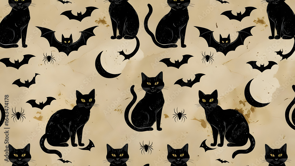 Naklejka premium seamless halloween pattern gift wrap