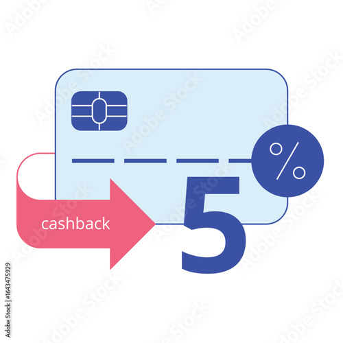 Banking icon. Credit card, 5% cashback