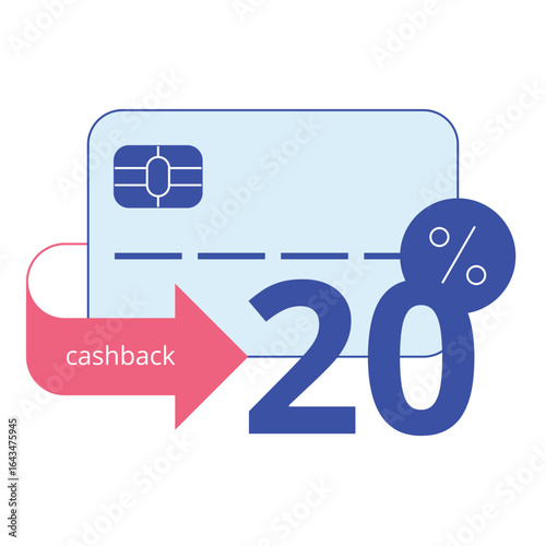 Banking icon. Credit card, 20% cashback