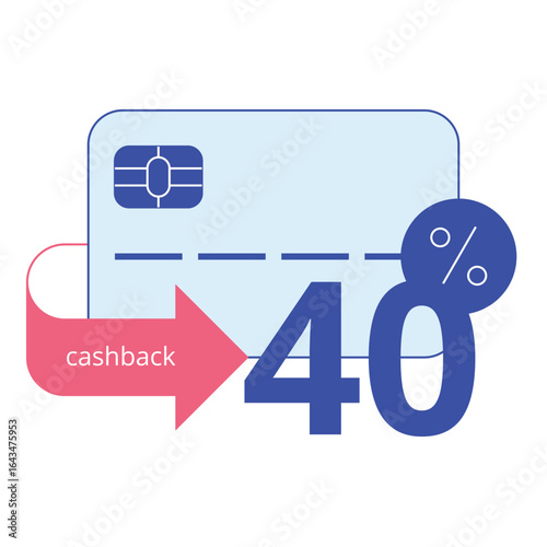 Banking icon. Credit card, 40% cashback