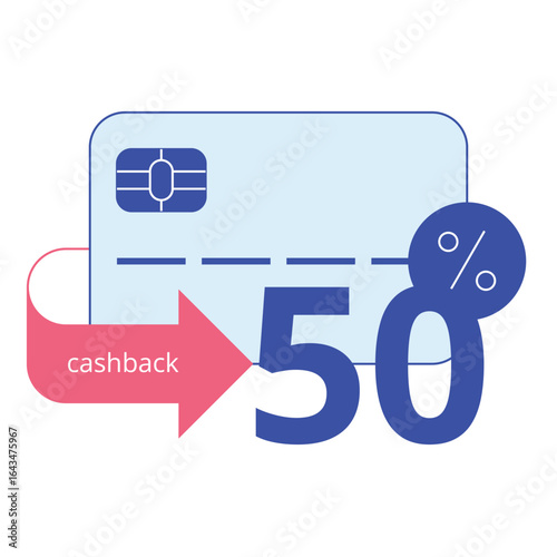 Banking icon. Credit card, 50% cashback