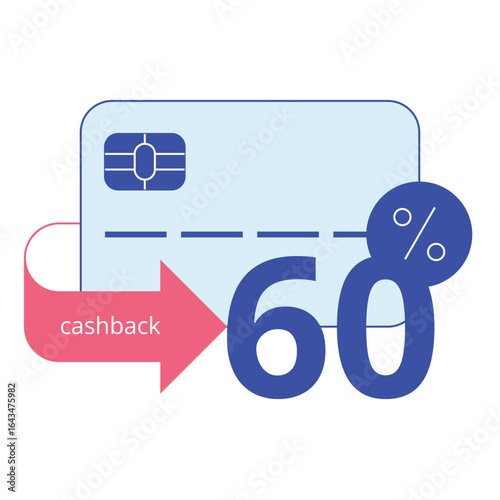 Banking icon. Credit card, 60% cashback