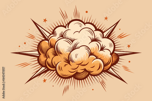 Dynamic comic book explosion burst with energetic radiating lines and subtle starbursts creating a powerful visual impact for impactful designs