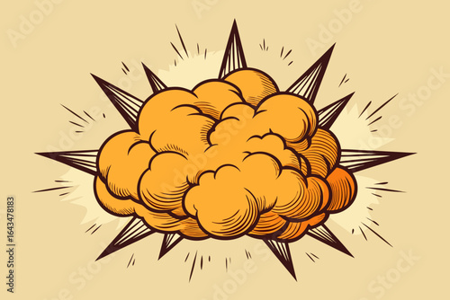 Dynamic comic book style explosion bursting with energy and bold lines, perfect for action sequences and impactful design elements, creating visual excitement.