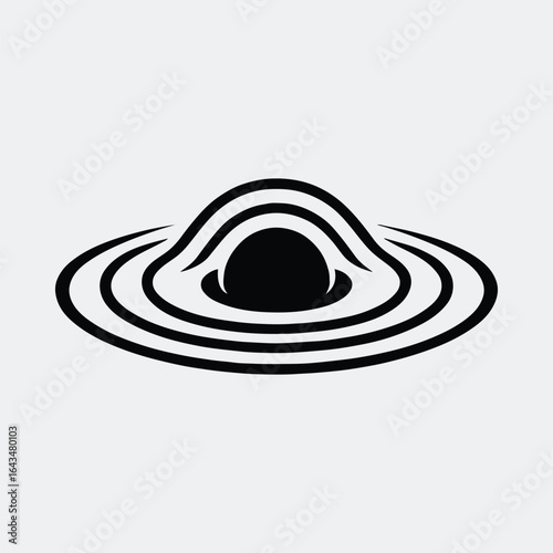 Silhouette black hole gravitational waves abstract space physics vector illustration