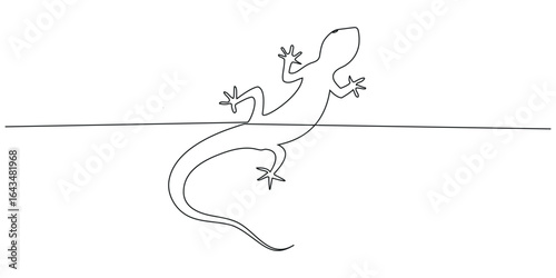 One continuous line drawing of lizard vector illustration. Unravel the secrets of their scaly skin, minimalist concept style, A realistic lizard drawn with a single continuous line Chameleon.