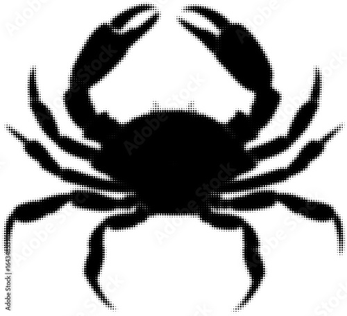 Black silhouette of a crab with claws raised