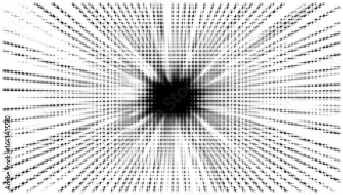 Abstract black hole illustration with rays of light