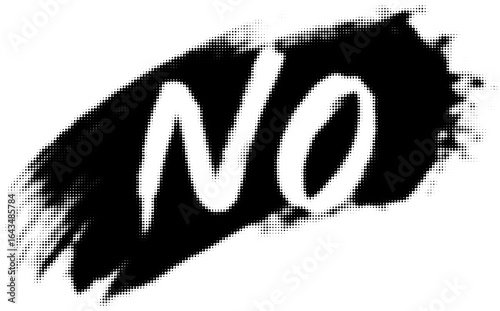Paintbrush stroke with the word 'no' in bold black