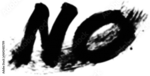 Bold black brushstroke text saying no, digital illustration