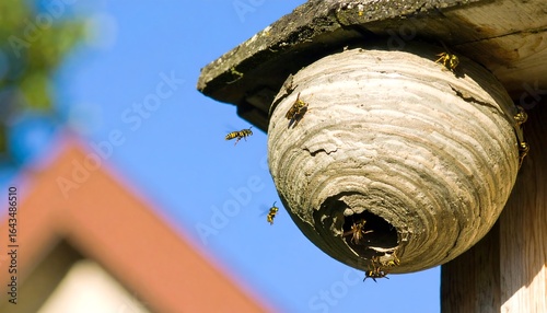 Wasp nest on a building