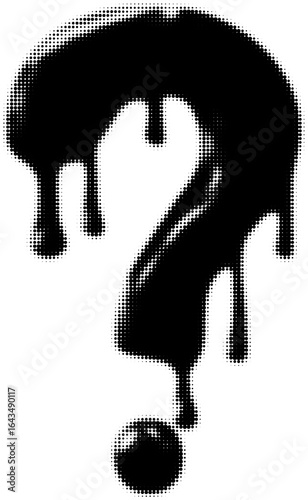 Dripping black question mark, abstract concept