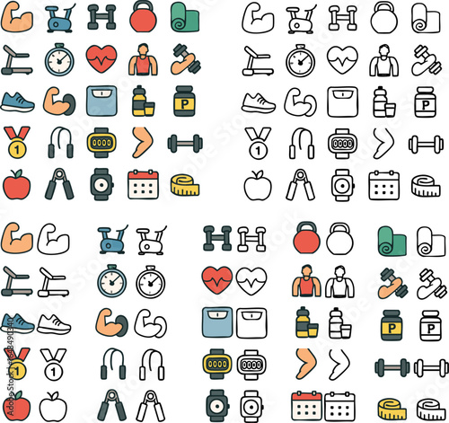 Fitness and Health Icons Collection 1.