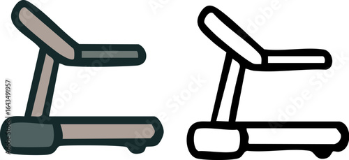 Treadmill Machine Vector Illustration Set.