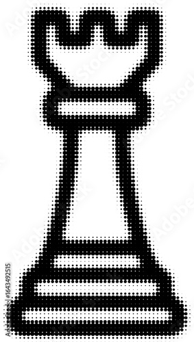 Abstract pixelated black rook chess piece isolated