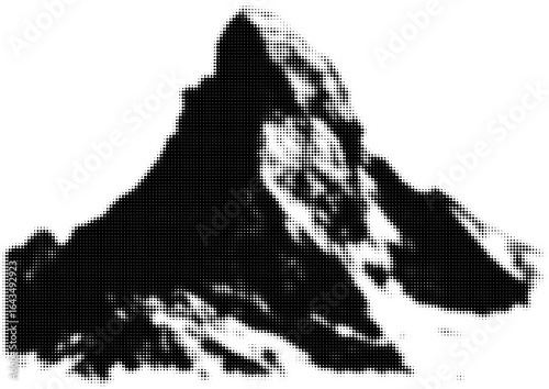 Monochrome mountain peak with texture, iconic and rugged landscape silhouette